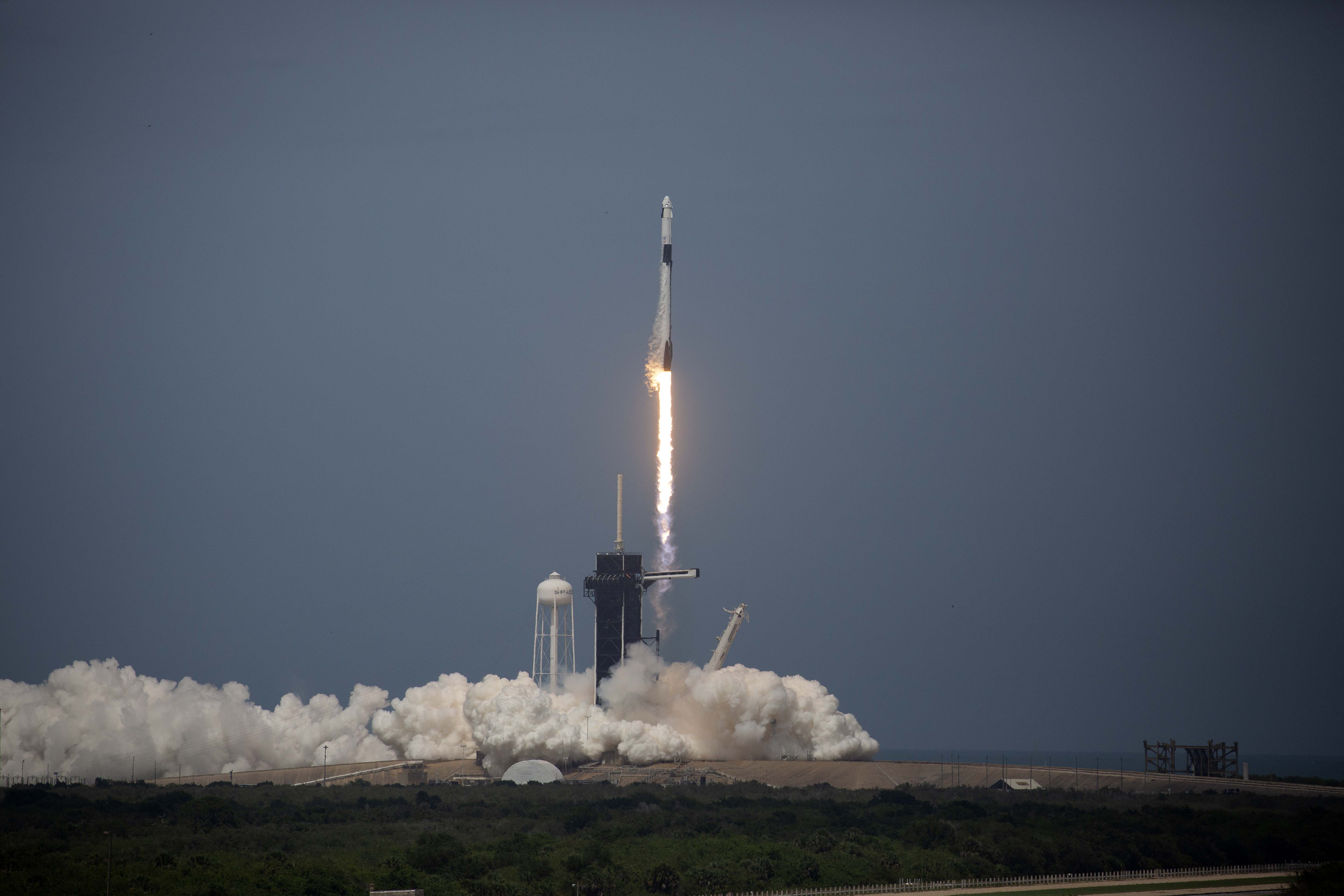 Spacex Falcon 9 Rocket And Crew Dragon Capsule Launches From Cape Canaveral Sending Astronauts To The International Space Station