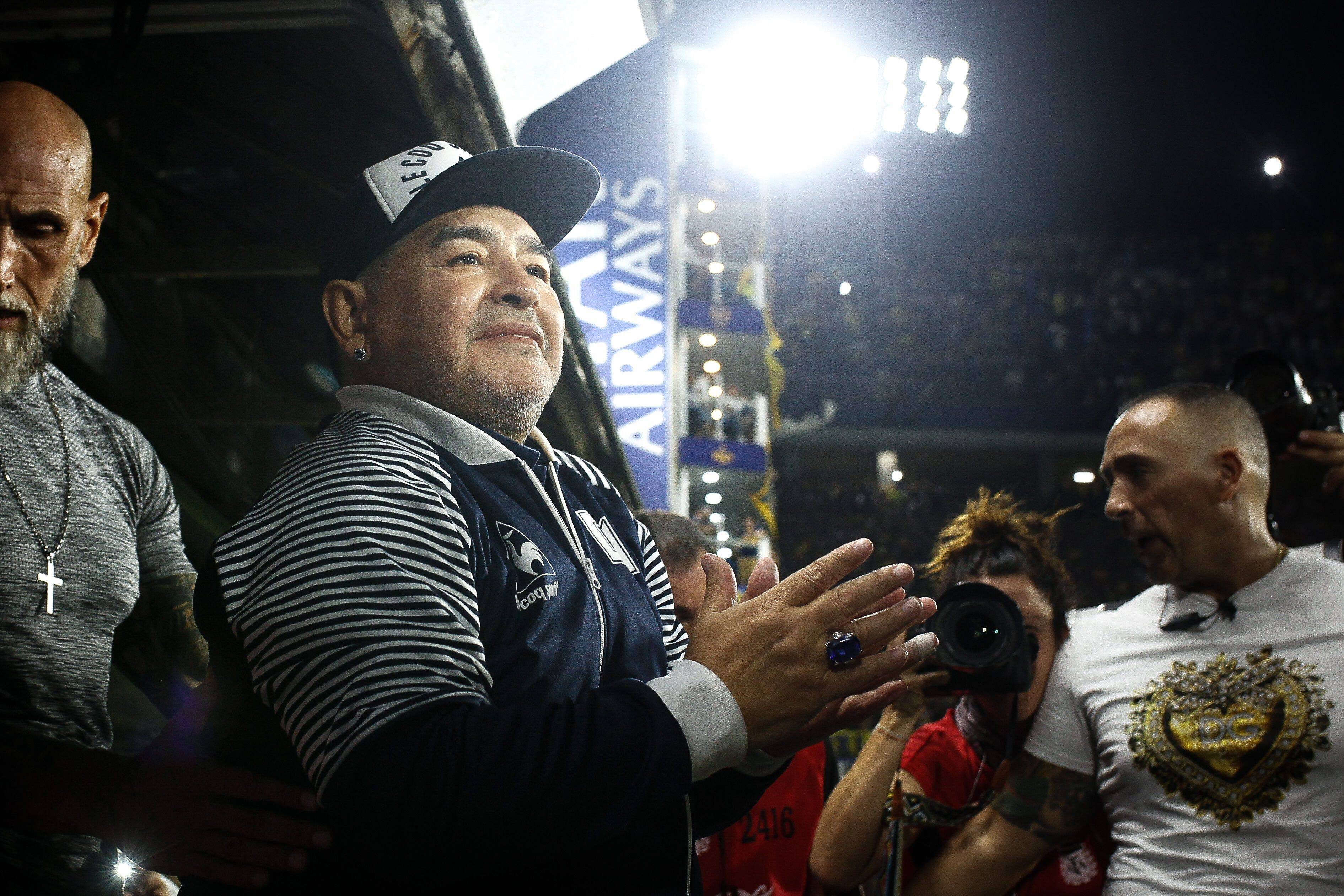Gimnasia S Head Coach Diego Armando Maradona Arrives For A Game Of The Argentine Superliga Between Boca Juniors And Gimn