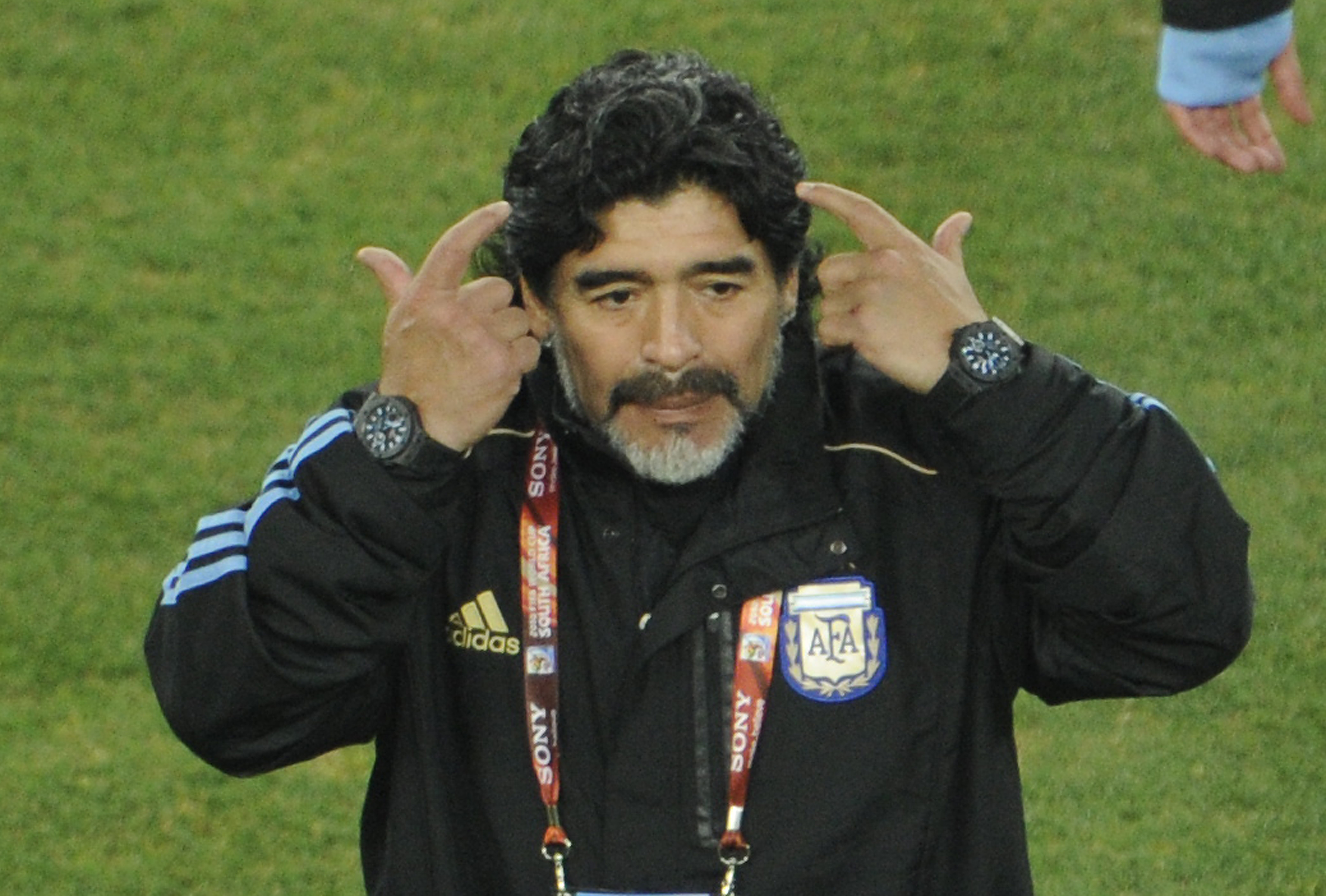 Argentina's Coach Diego Maradona Gesture