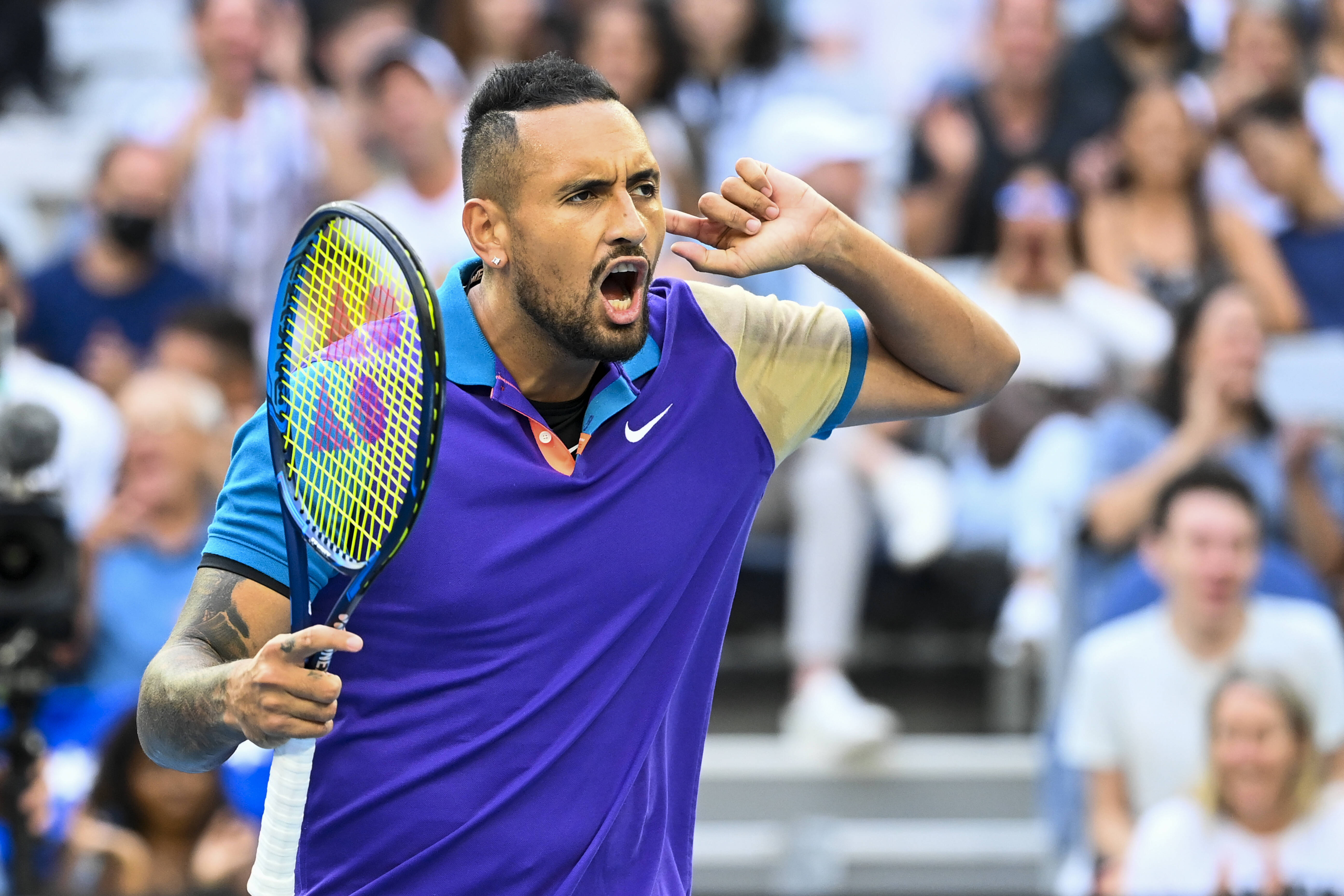 Tennis Australian Open, Nick Kyrgios Of Australia Reacts During His Third Round Men S Singles Match Against Dominic Thie