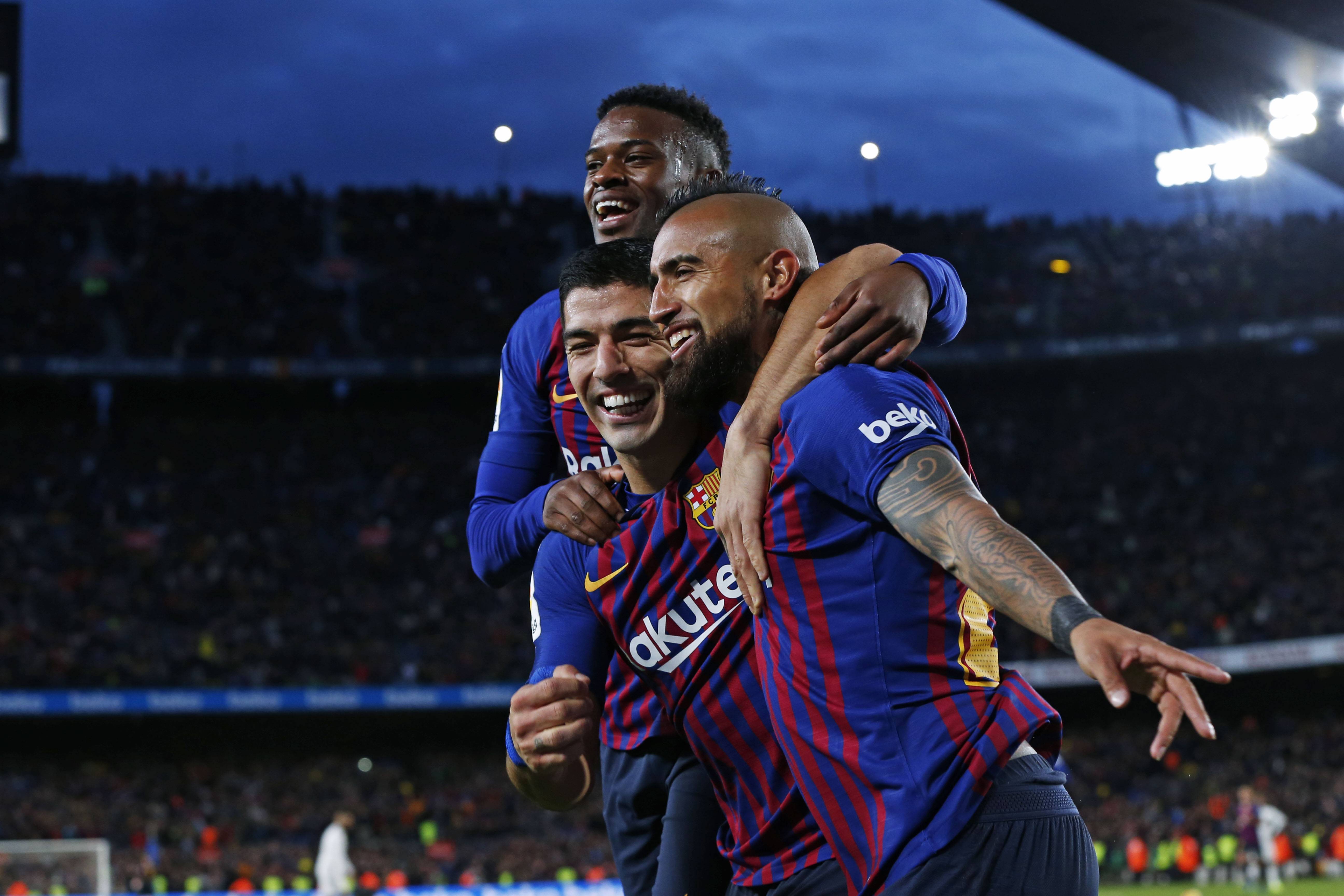 Nelson Semedo Luis Suarez Arturo Vidal Barcelona October 28 2018 Football Soccer Spanis