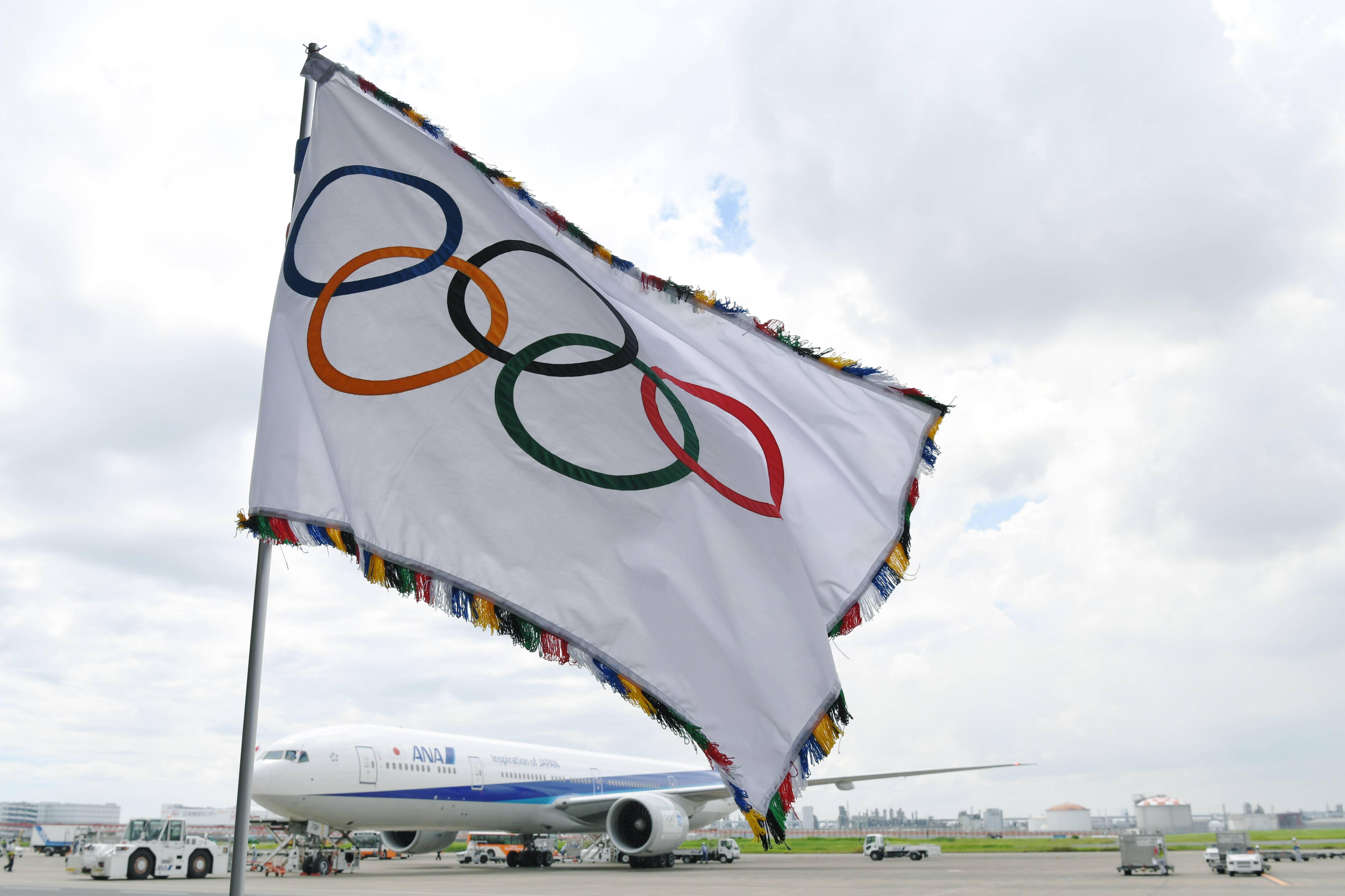 General View August 24 2016 The Olympic Flag Welcoming Ceremony At Haneda Airport In Tokyo Japa