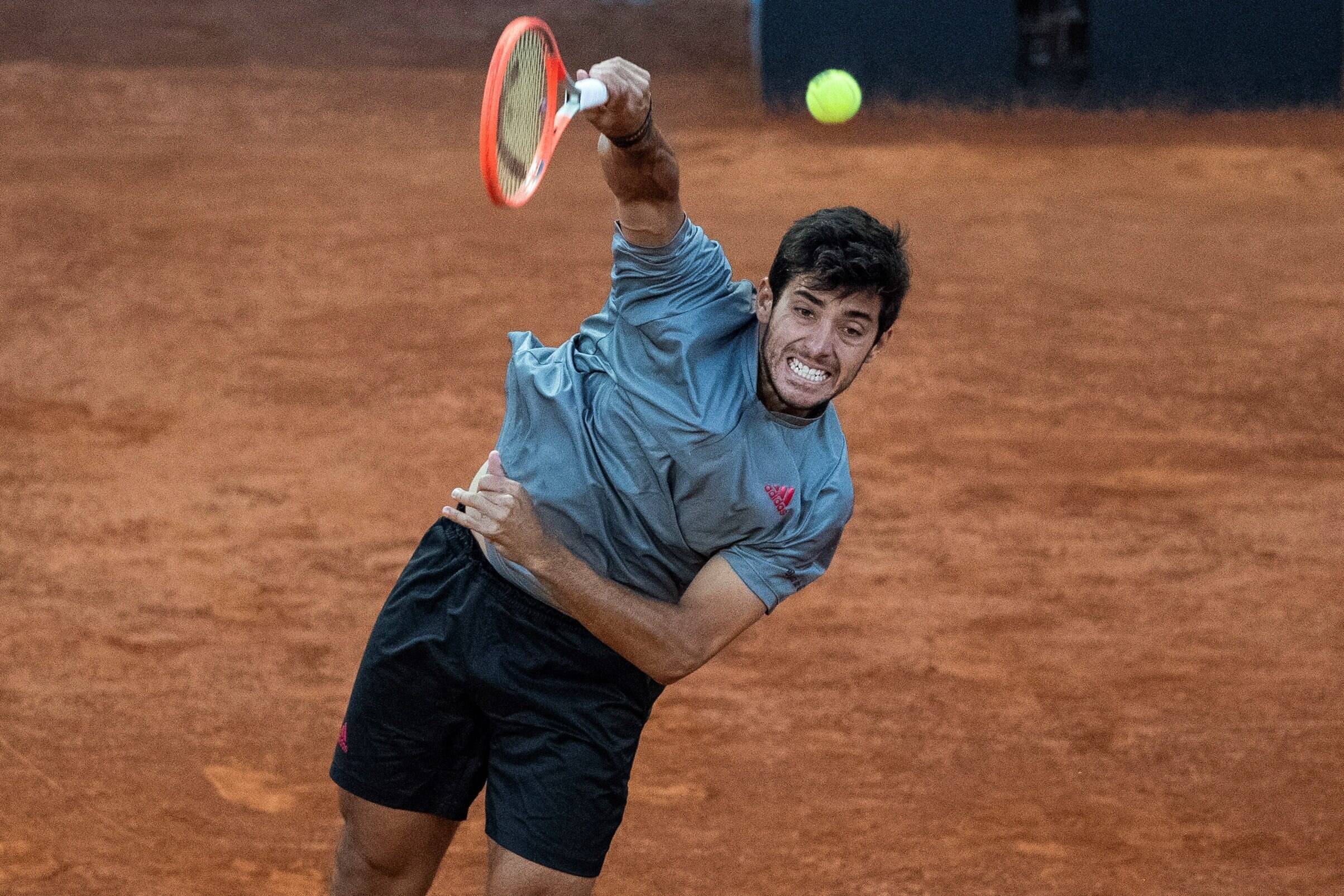 Christian Garin Of Chile In Action Against Matteo Berrettini Of Italy During The Mutua Madrid Open Quarterfinal Match Ag