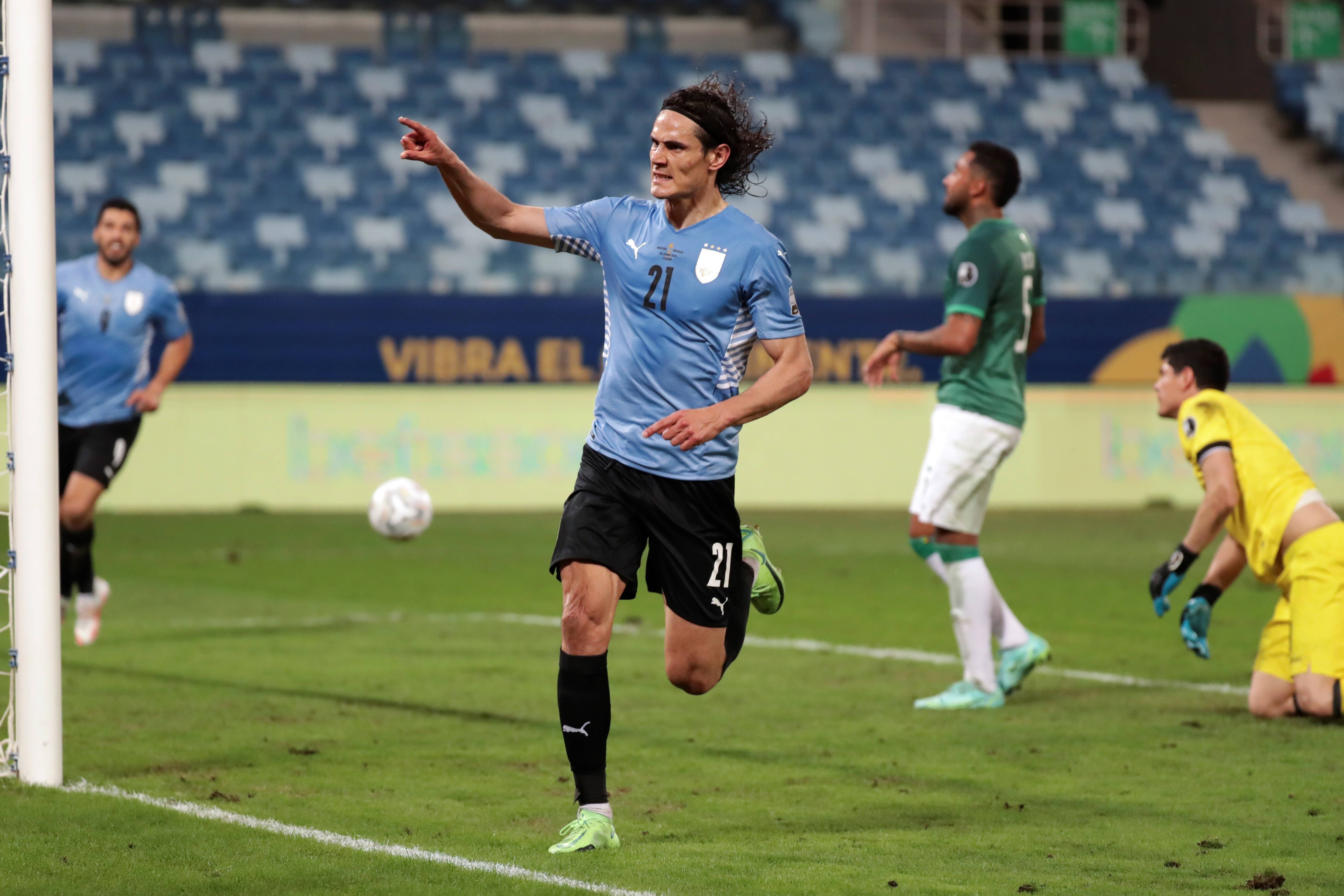 Uruguay S Edinson Cavani Celebrates A Goal Today Against Bolivia, During A Match For Group A Of The Copa America At The