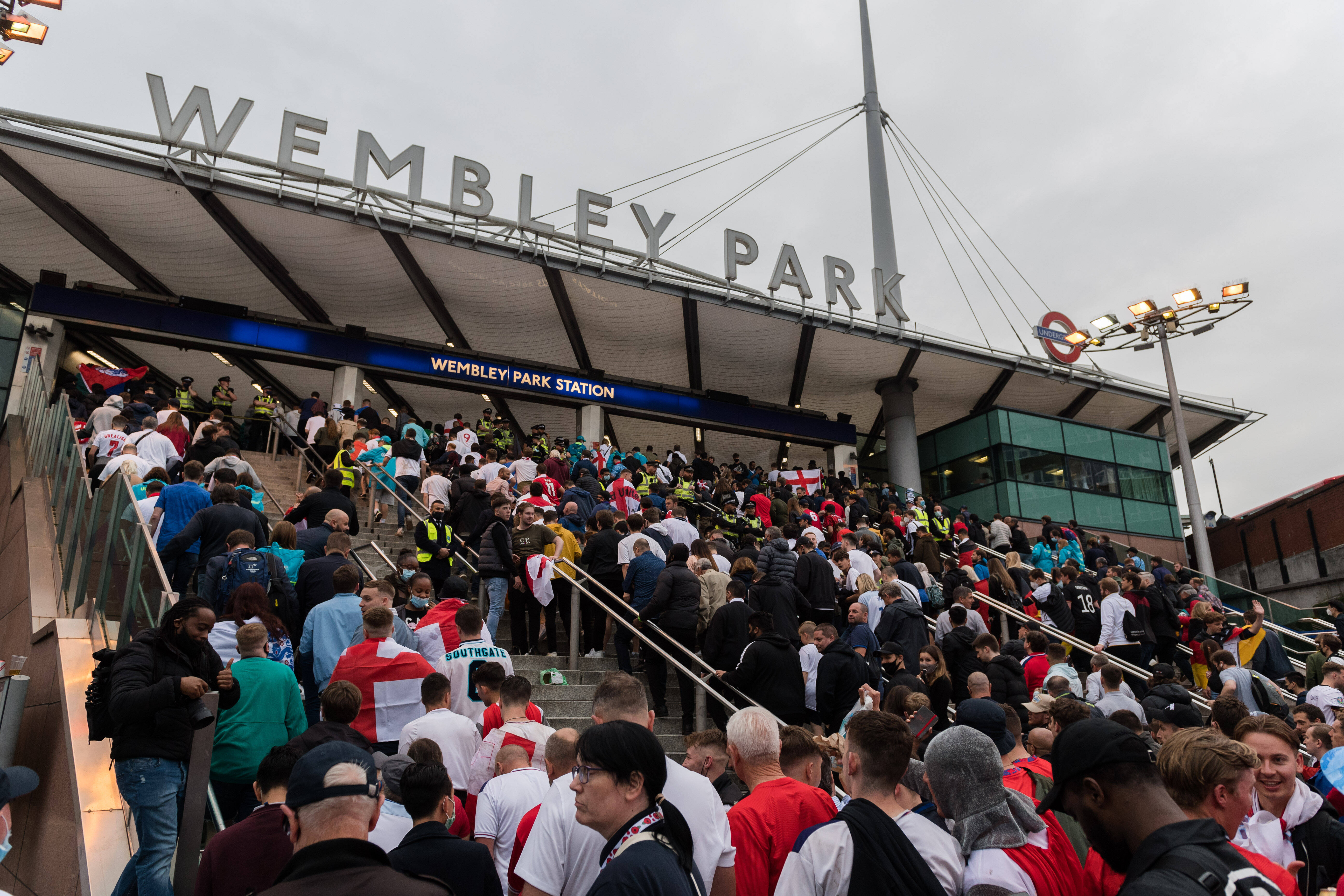 Football Fans Leave Wembley Stadium After Euro 2020 England Vs Germany Match London, United Kingdom June 29, 2021: Ten