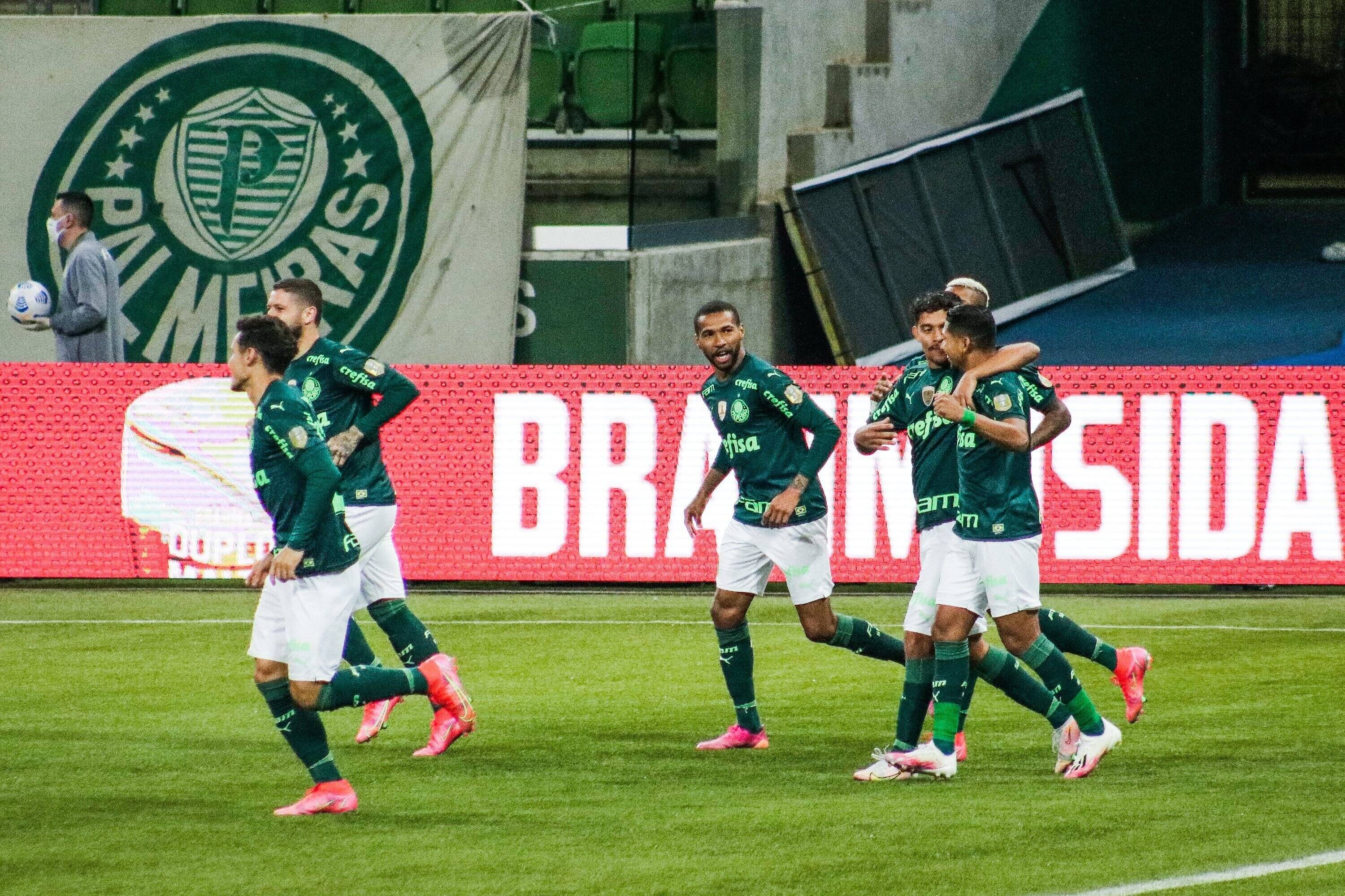 July 7, 2021, Sao Paulo, Brazil: Celebration Of Goal Scored By Raphael Veiga, From Palmeiras, During Soccer Match Again