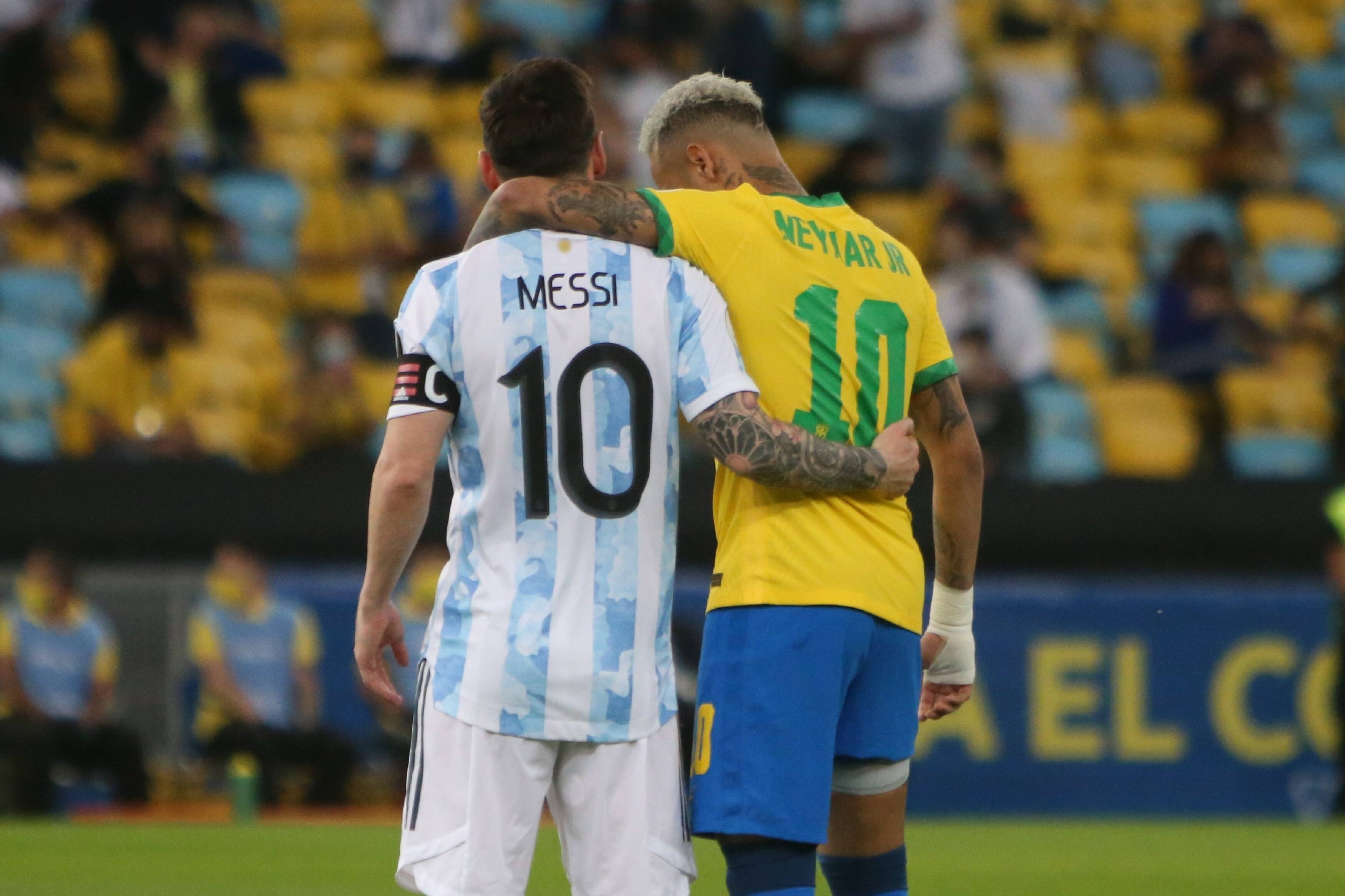Lionel Messi Of Argentina And Neymar Jr Of Brazil During The Copa America 2021,final Football Match Between Argentina An