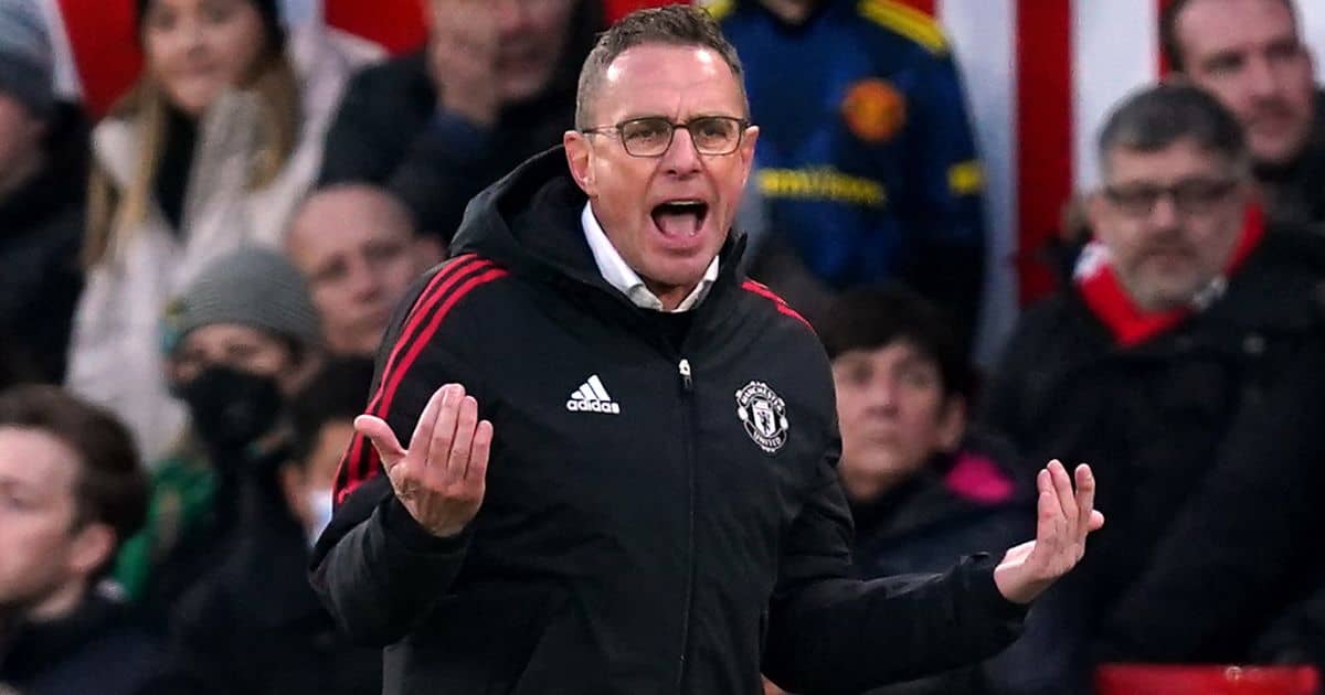 Ralf Rangnick Gestures From The Touchline During His First Game In The Man Utd Dugout