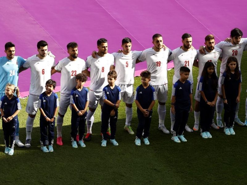 Futbolistas de Irán en la previa de un partido de la Copa del Mundo.