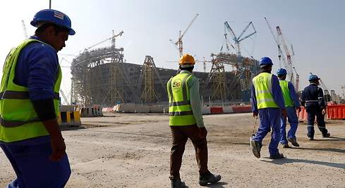 Trabajadores en el Mundial de Qatar 2022.