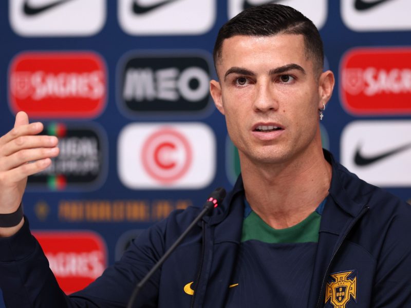 Cristiano Ronaldo en la conferencia de prensa de Qatar 2022.