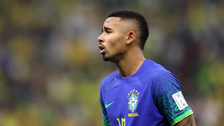 Gabriel Jesús con la camiseta de Brasil en el Mundial.