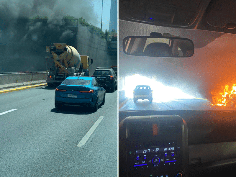 Vehículo se incendió al interior del túnel de la autopista Costanera Norte