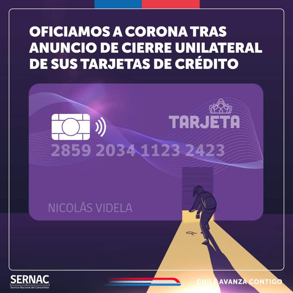 Sernac ofició a Corona por el cierre de sus tarjetas de crédito/Foto: SERNAC