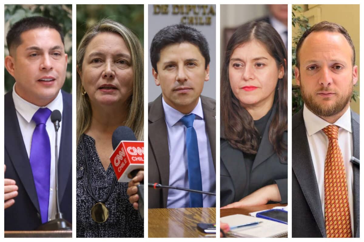 Diputados de oposición - Jorge Durán (RN), Catalina Del Real (PRep), Mauro González (RN), Karen Medina (PDG), Jorge Guzmán (Evo)