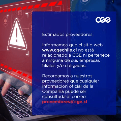 CGE advirtió este viernes a los clientes que detectaron que están circulando correos electrónicos falsos y la suplantación del sitio web de la empresa.